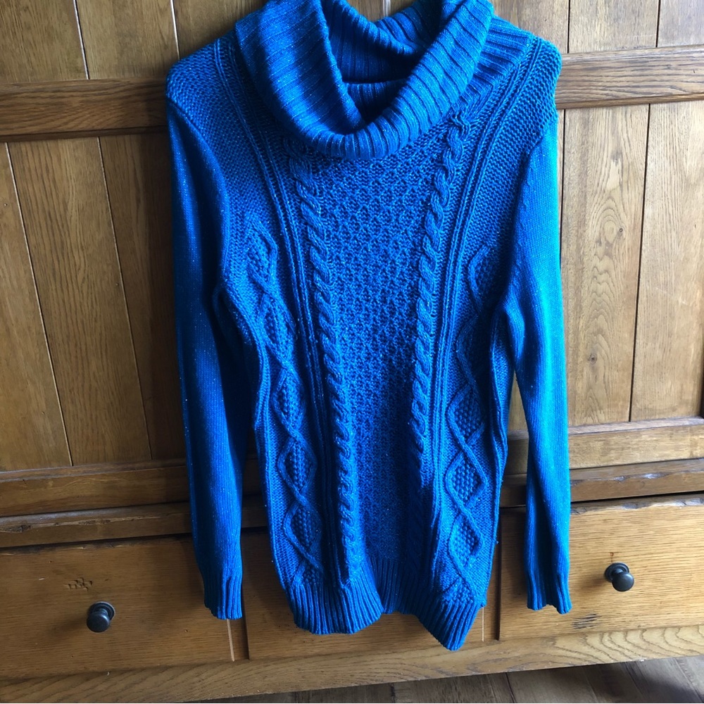 Turquoise long sleeve turtle neck sweater